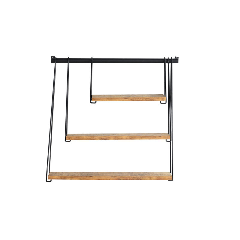 Ensemble de tablettes murales modernes (3 pièces), pin, petite: 15,7 x 7,5 x 7,9 po, moyenne: 19,7 x 14,2 x 7,9 po, grande: 23,6 x 25,0 x 7,9 po | Panneau de particules 100% enduit de mélamine, durable et élégant | Parfait pour les décors industriels et les solutions d'économie d'espace