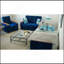 Causeuse rembourrée avec garniture en bois et garniture en bois, microfibre bleue-1456543152