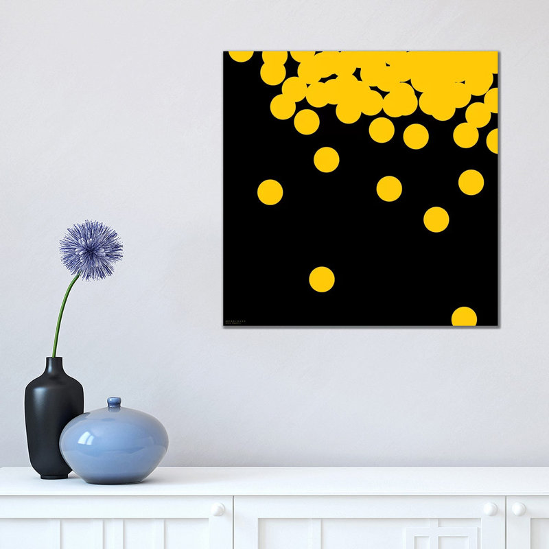 98 Yellow Peas On Black by Art Mirano - Wrapped Canvas Minimalistic, 45.72 cm H x 45.72 cm W