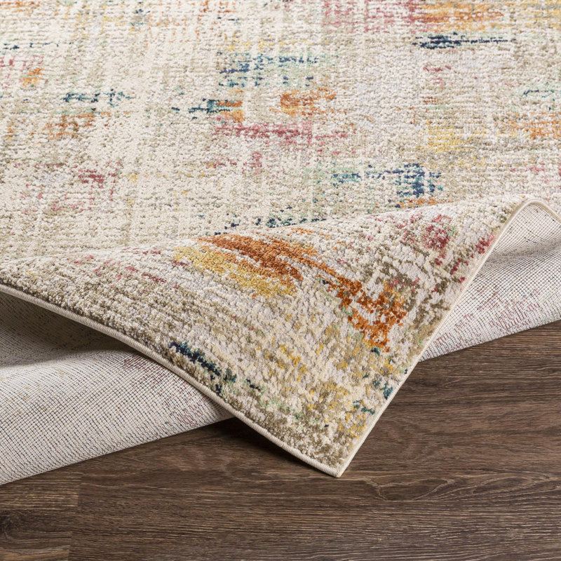 Tapis crème / safran à motif abstrait Diorio, Rectangle 2 pi x 3 pi