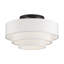 Très grand semi-encastré 4 lumières bronze avec abat-jour en tissu blanc cassé fabriqué à la main-672164012