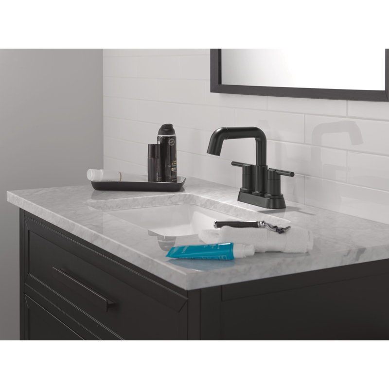Nicoli Pull-Down Centerset Bathroom Faucet, Pull Out Sprayer Bathroom Sink Faucet, Matte Black