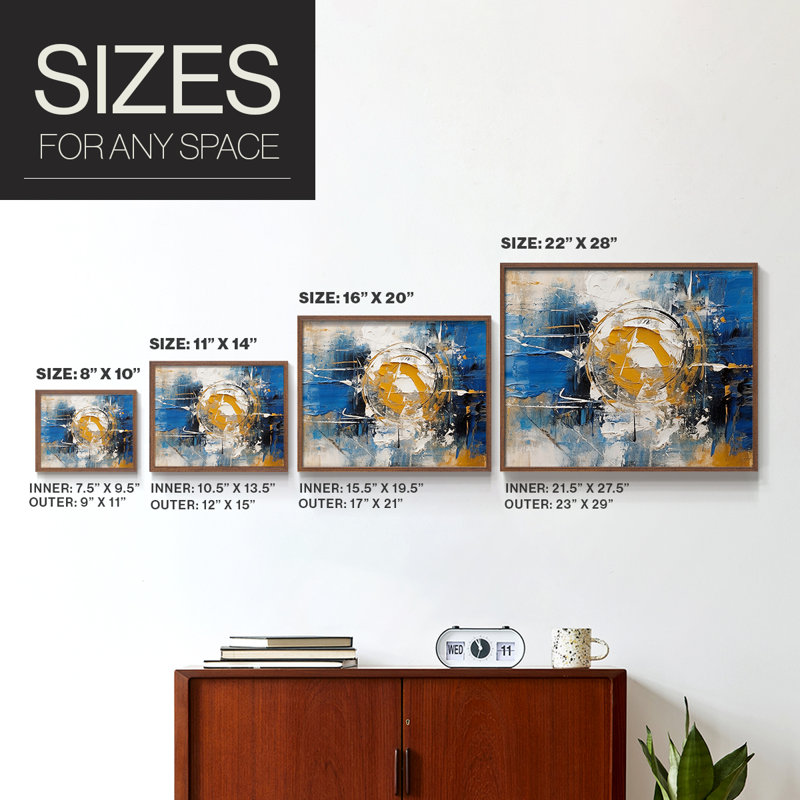 Abstract Series-CXLV -Framed Print - Restickable, 8" H x 10" W, Walnut