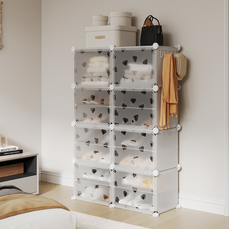 16 Pair Shoe Rack, White