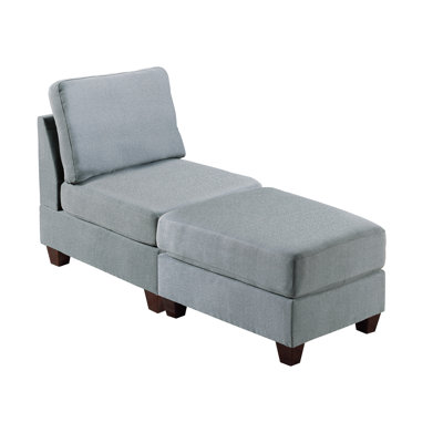 Gray Linen-Like Fabric Modular - 2Pc, Stylish Armchair And