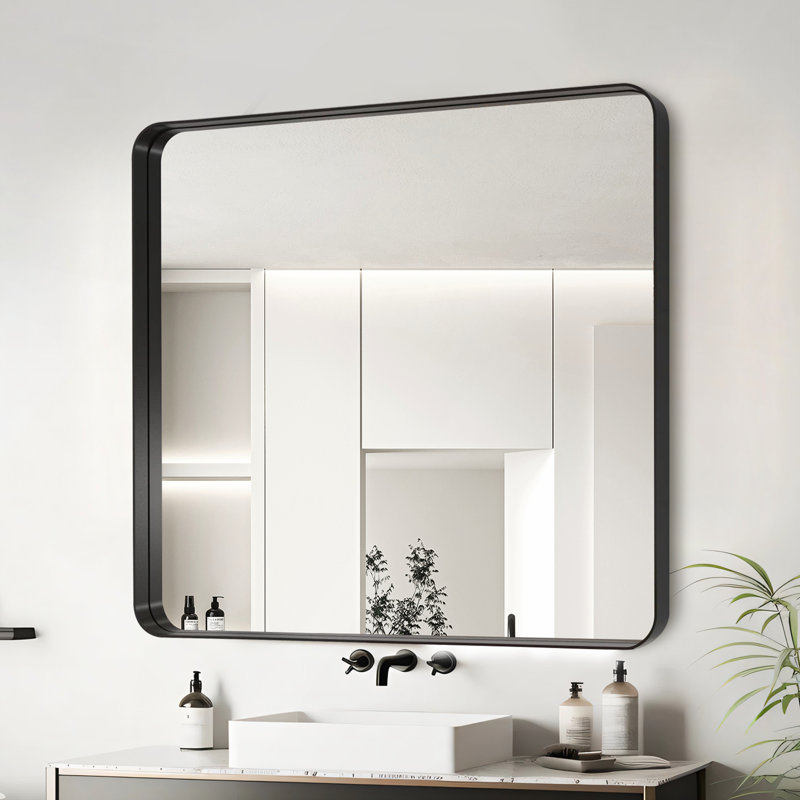 Miroir de salle de bain, Noir, Horizontale, 38 po x 38 po