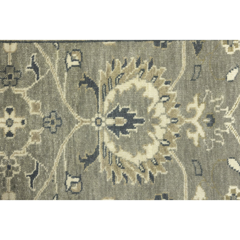 Tapis oriental taupe à motif floral Osh Chobi Peshawar, Rectangle 2 pi 1 po x 3 pi 1 po
