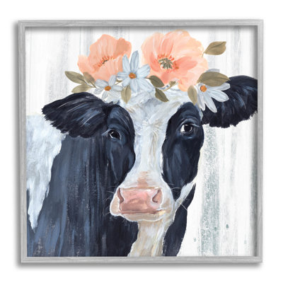 «Farm Cow Floral Daisy Blooms», art numérique par Annie Warren