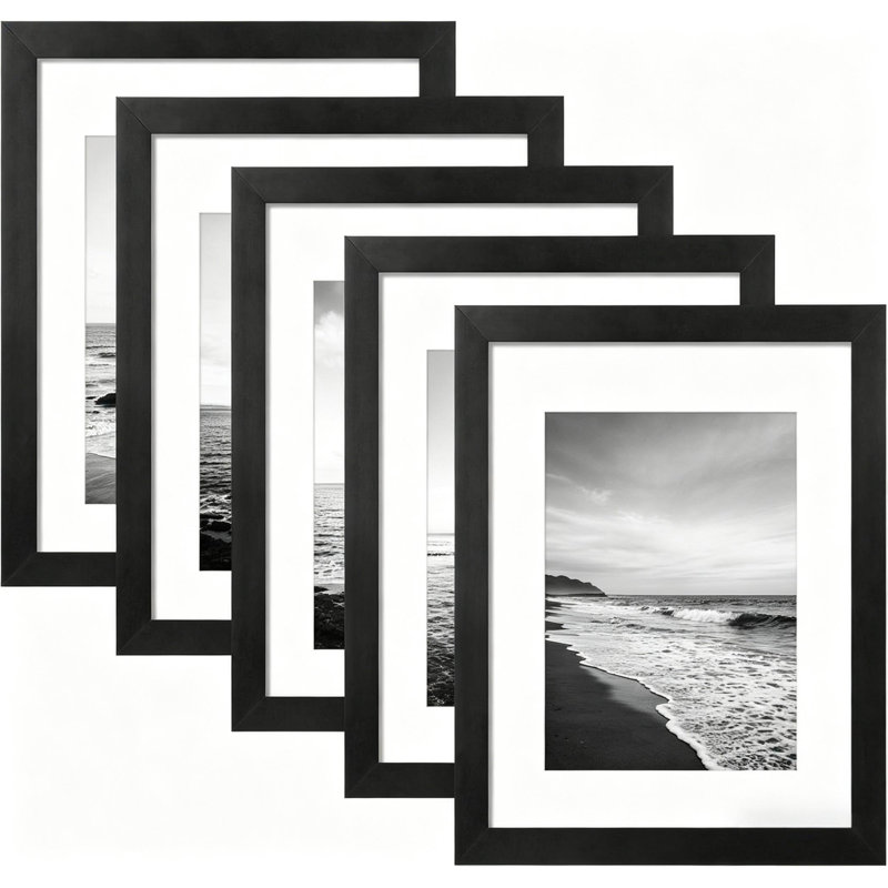 Black Picture Photo Frames with Mat 5 Pack,Hanging or tabletop, A4