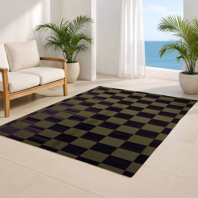 Tapis intérieur / extérieur mauve à carreaux