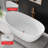 61-Inch Matte White Double Slipper Freestanding Solid Surface Bathtub | Center Drain | Modern Luxury Soaking Tub