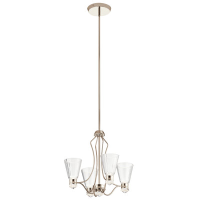 Kayva 20.25" 4-Light LED Polished Nickel Chandelier with Clear Faceted Glass Shades