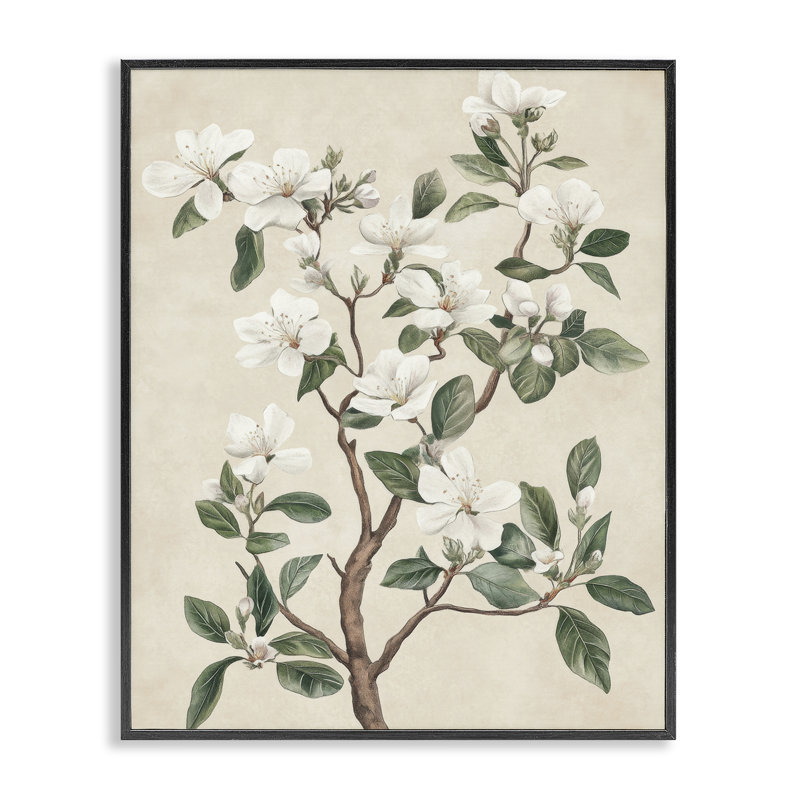 Giclée encadrée par un arbre à fleurs blanches, design par Petal Prints Design, H 14 po x l 11 po