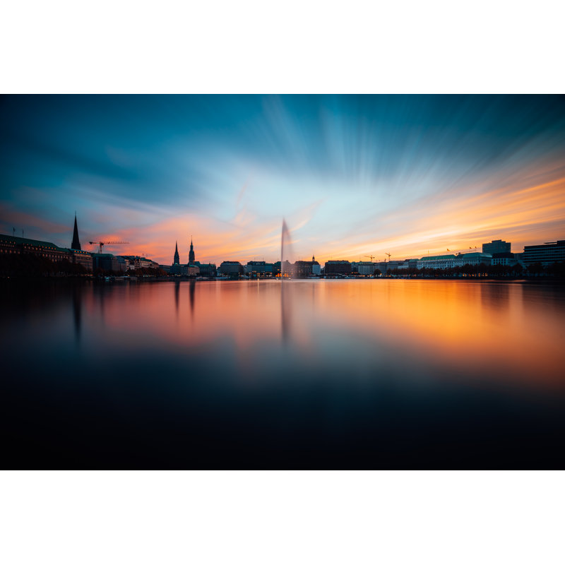 Haris Panoramic View of Binnenalster 1 Piece Wrapped Canvas Wall Art, 20cm H x 30cm W x 3.8cm D