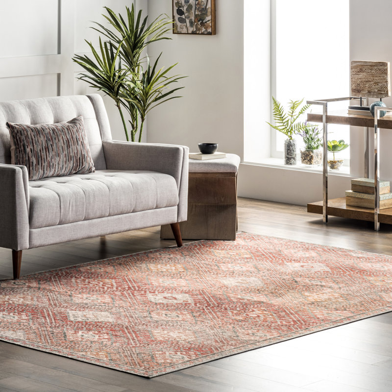 Serenity SpinClean Machine Washable Diamond Trellis Area Rug, Rectangle 8' x 10'
