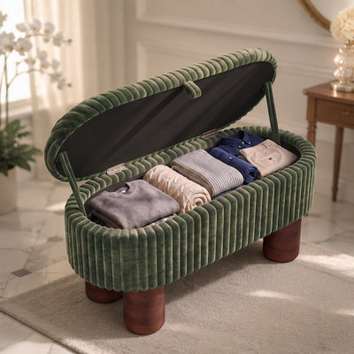 Repose-pieds moderne avec rangement et repose-pieds Corduroy