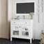 Meuble-lavabo 36 po Mid-Century avec capteur de mouvement et verre à motif, meuble-lavabo de ferme avec rangement, meuble-lavabo haut de gamme-247747334