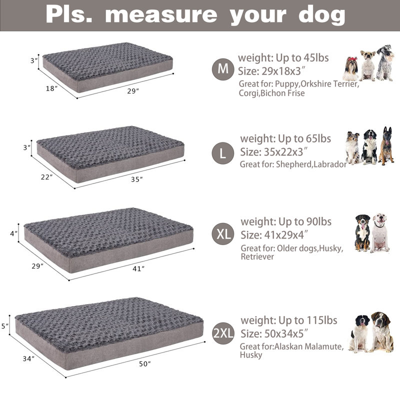 Memory Foam Dog Bed, Cooling Dog Beds Water-Resistant Pet Bed For Crate With Removable Washable Cover