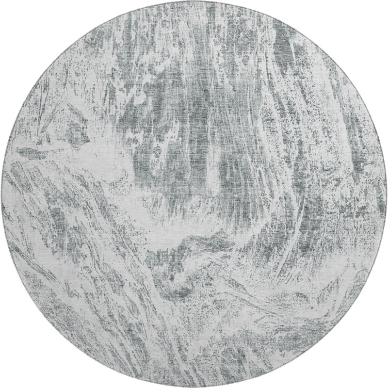 Premium Machine Washable Prisco Gray Rug, Round 8'