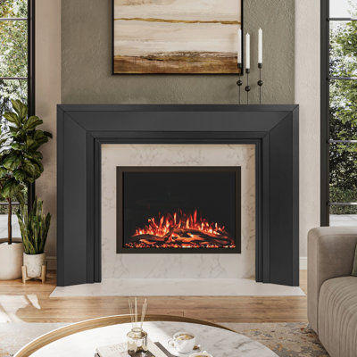 Modern Ember Everly Wood Fireplace Mantel Surround Overall Dimensions 80" x 54"- Interior Opening 56" x 42"