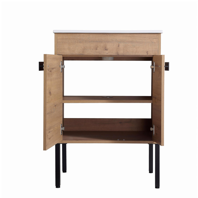 24-inch Bathroom Dressing Table with Sink, Available in Floor-standing or Suspended Conversion, Dimensions 24*18