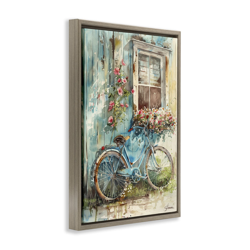  Toile flottante encadrée à vélo par Llyn Spring Gregory, Brun, H 25 po x l 17 po