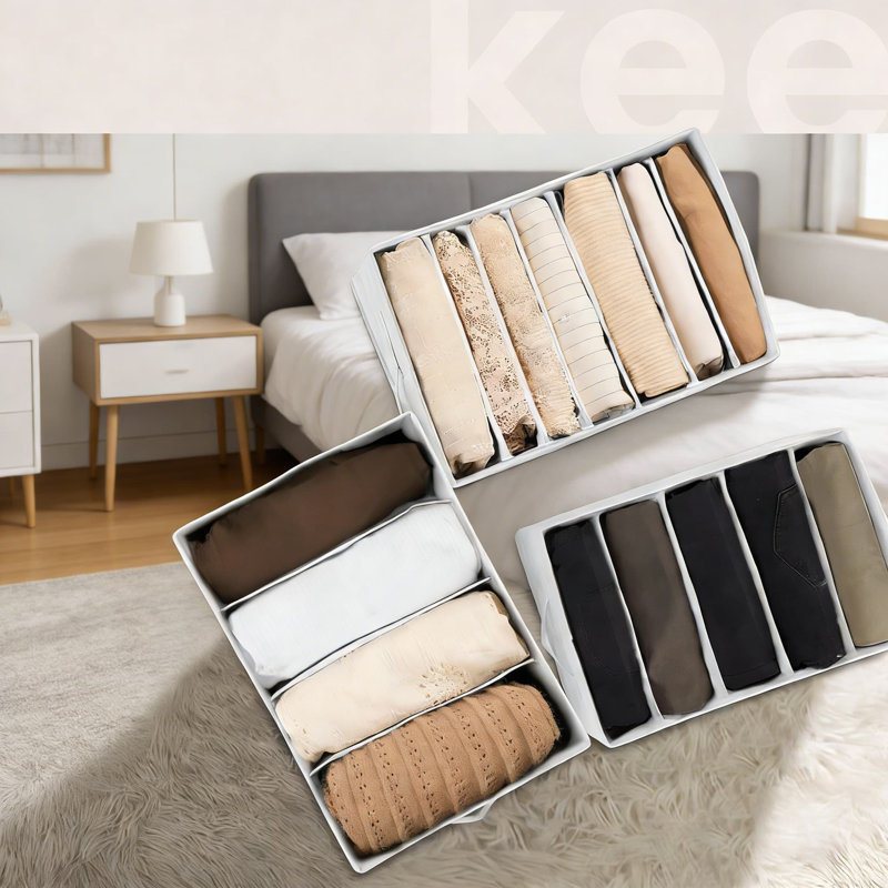 6-Pack Large Foldable Fabric Closet Organizers With Handles, Wardrobe Storage Dividers For Clothing, Pants, Sweaters, T-Shirts And More