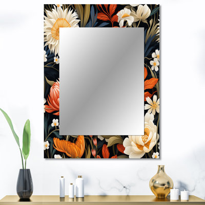 Motif tropical Bohara orange et beige - miroir mural floral, miroir décoratif floral, impression d'art en métal