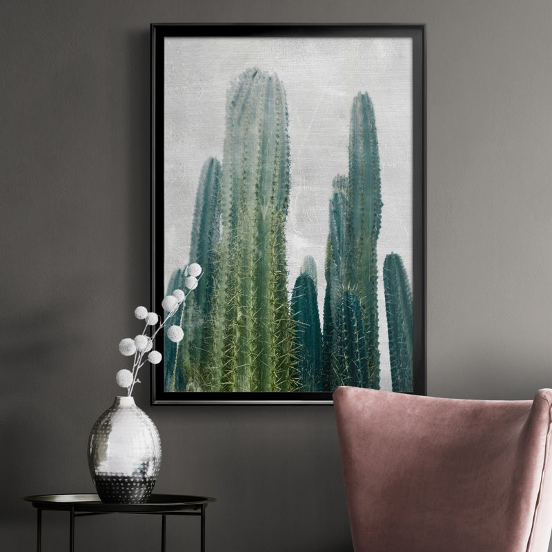 Aruba Cacti I, reproduction encadrée de qualité supérieure - prête à être accrochée, Noir, H 26,5 po x l 36,5 po x P 1,5 po
