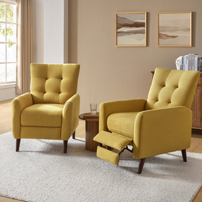 Fauteuil inclinable manuel en cuir véritable de 28,5 po Jessalynn (ensemble de 2)