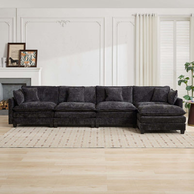 Cloud Sofa 4 Seats (Ottoman is not included),Modern Sectional Couch,Comfy Double Layer Upholstered Seat Cushion,Breathable Chenille Fabric