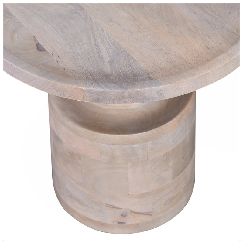 Table d'appoint ronde en bois massif avec base à piédestal, table d'appoint pour canapé de salon, brun clair