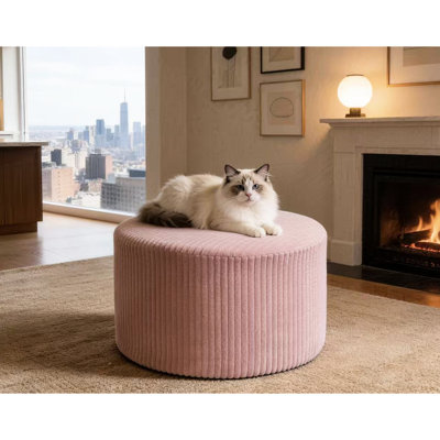Velours côtelé rose avec conception entièrement compressée, aucun assemblage requis, utilisation polyvalente comme siège ou extension supplémentaire, taille compacte pour les petits espaces et les intérieurs modernes, 24 po de largeur, 15 po de hauteur, 9 lb,