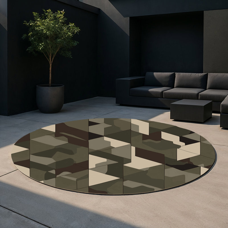 Flank Route Indoor And Outdoor Area Rug, Round 5'