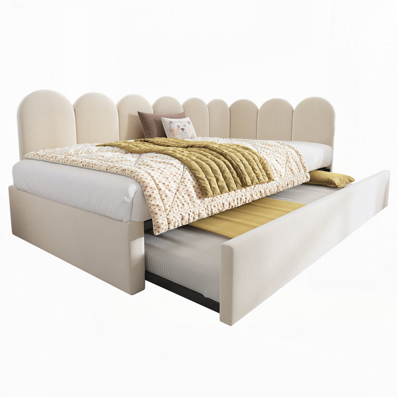 Lit de jour rembourré avec lit escamotable, Beige