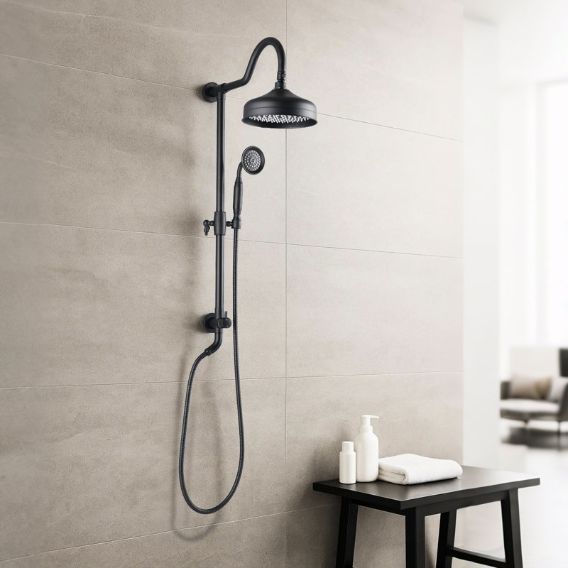 Système de douche à pluie monté sur le mur noir mat 8 pouces