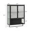 Armoire murale moderne à deux portes avec verre trempé, rangement à deux niveaux, tablette ouverte et porte-serviettes pour une utilisation polyvalente à la maison-518739046