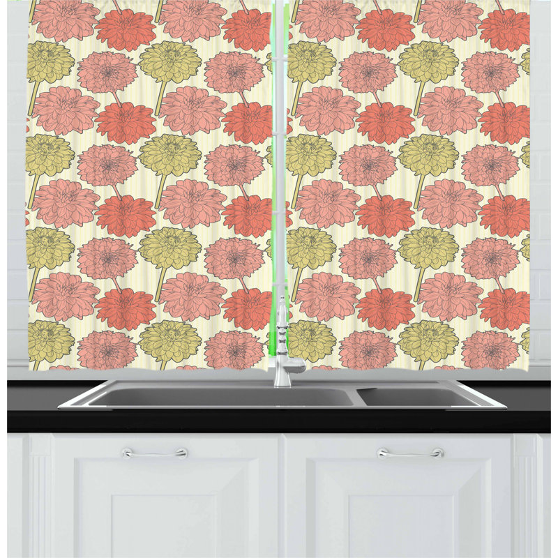 Floral Tailored Kitchen Curtain