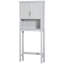 Modern Over The Toilet Storage Cabinet, Double Door Bathroom Organizer With Inner Adjustable Shelf And Open Shelf, Grey
