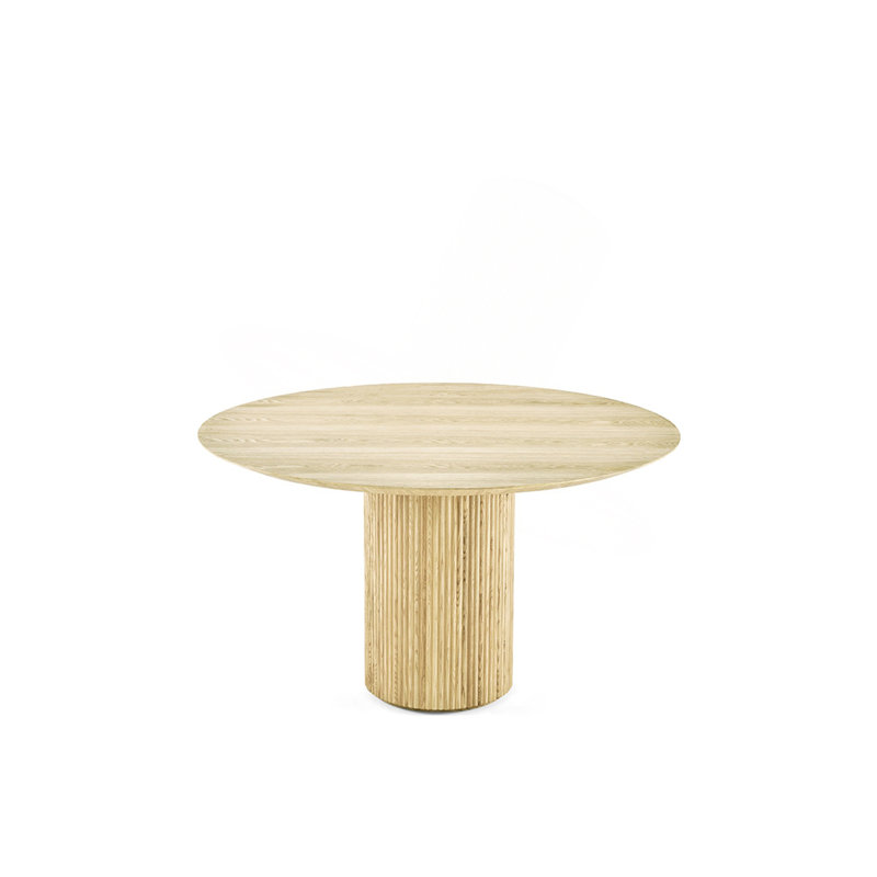 Fluted Natural Wood Round Dining Table