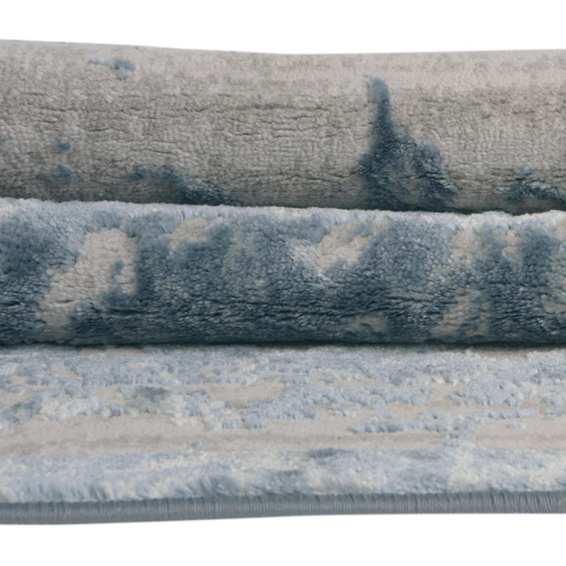 Tapis oriental bleu clair Alissa, Rond 4 pi 1 po