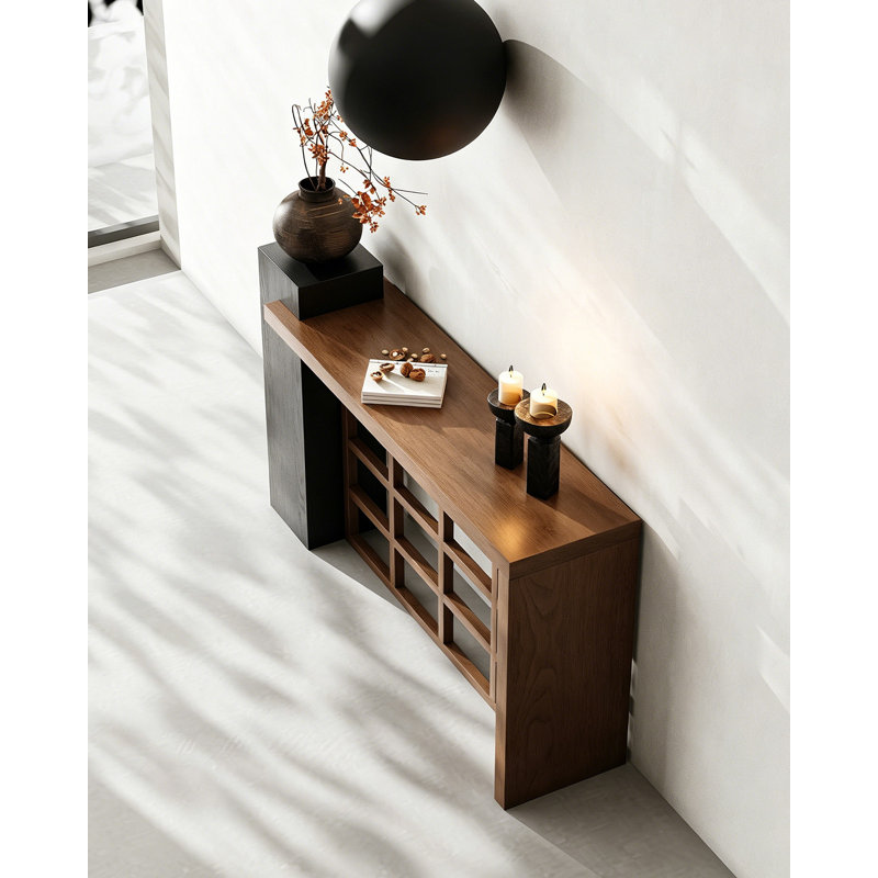 Grid Open Frame Solid Pine Console Table, 33.5" H x 47.2" W x 13.8" D