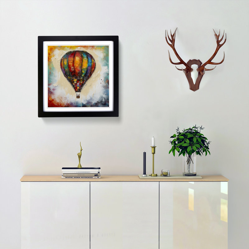 Hot Air Balloon Abstract No.1 - Framed Print, Black