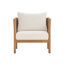Ensemble de canapés d'extérieur 4 pièces avec structure en bois d'acacia d'aspect teck, panneaux de corde beige et coussins crème