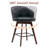 Mid-Century Modern Faux Leather Counter Stool, Upholstered Swivel Barstool With Wood Legs, Counter Height Stool with Wingback, Footrest, For Kitchen Island Bar Counter,  Black, Single-1858234489-1855512861