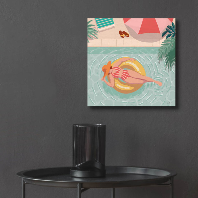 Art mural en verre épique «Beach Babes 2» par Janelle Penner, H 12 po x l 12 po x P 0,13 po