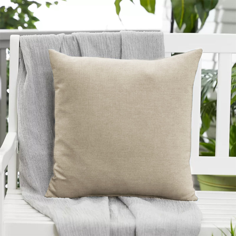 Housse et insert de coussin décoratif en polyester, Beige, 16 po x 16 po, Carré
