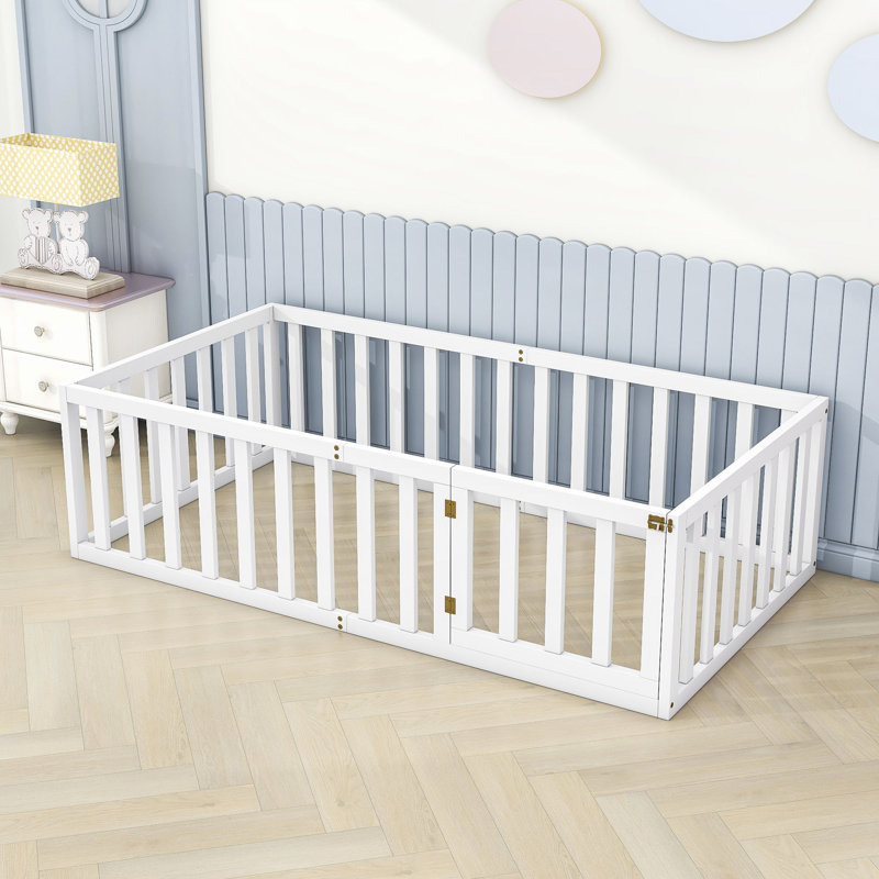 Freta Wood Bed Frame, White, Twin