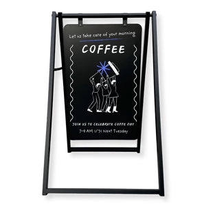 Contemporary Doubled Sided Magnetic Metal Chalkboard Sidewalk Sign 24X38  Frame/ Board)