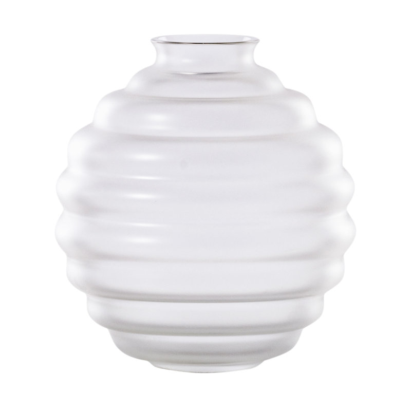 Venini Deco Vase - Frozen Sandblasted, 7.09" H x 6.69" W x 6.69" D, Crystal/Gold Leaf